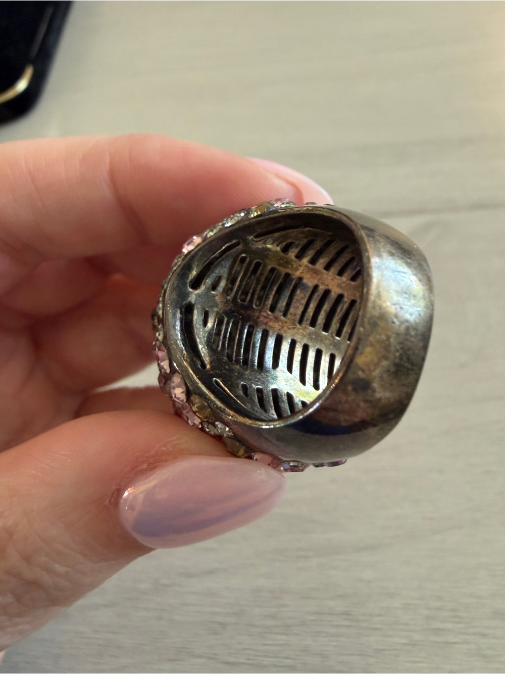 Henri Bendel Pink and Olive Crystal Dome Ring - Picture 5 of 5